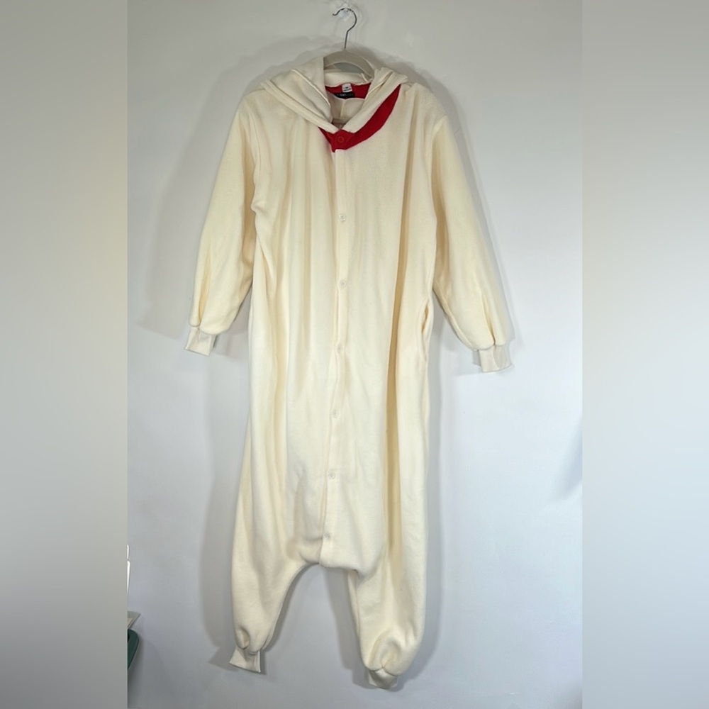 Silver Lilly Oversized Button Up Dog Hoodie Women’s Size M Cream Onesie PJs